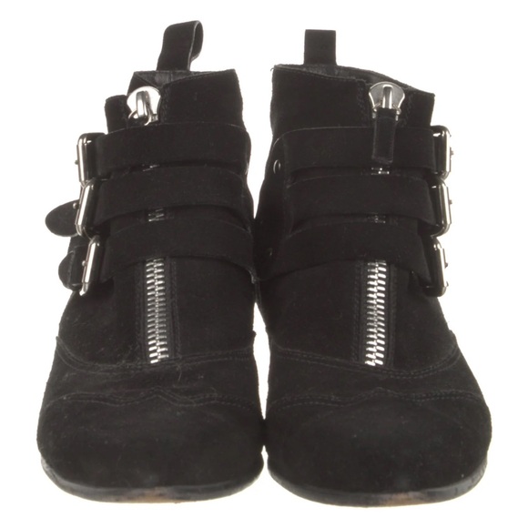 Tabitha Simmons Early Black Leather Suede Ankle Boots EU 38.5 Bootie Moto 8 8.5 - Picture 3 of 6